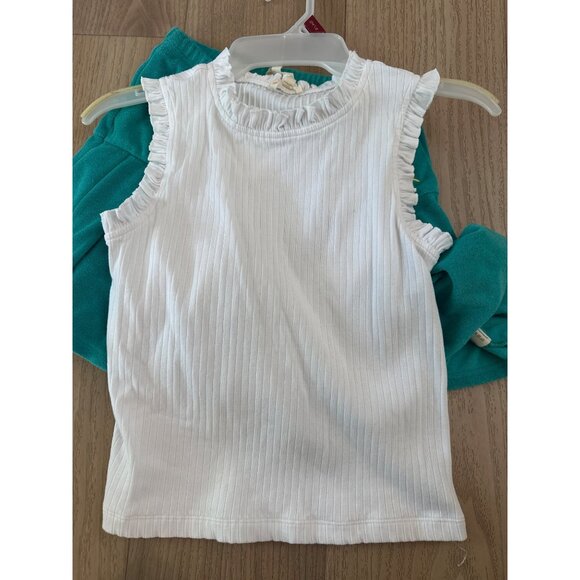 Finding Foxtale Kids White Ruffle Top & Teal Pleated Skort Set Size 8/10 Cotton - Picture 5 of 6